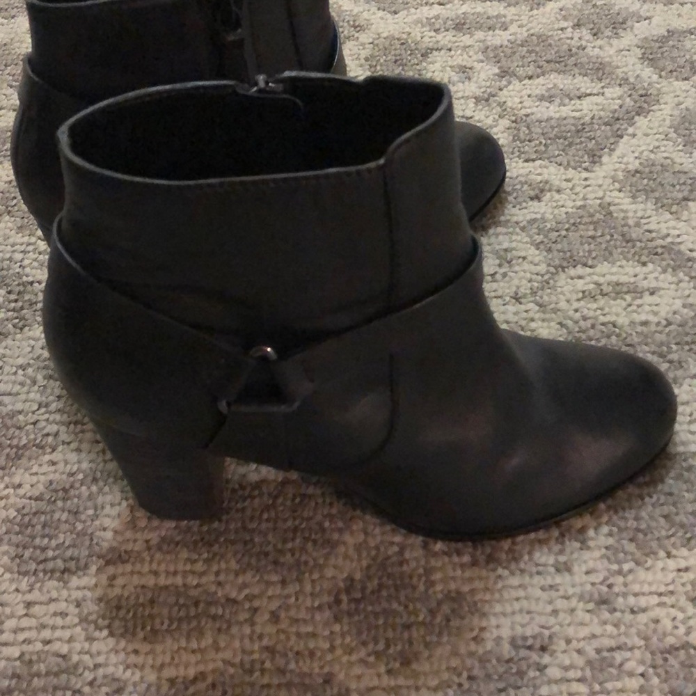 Black Leather Cole Han Ankle Boots